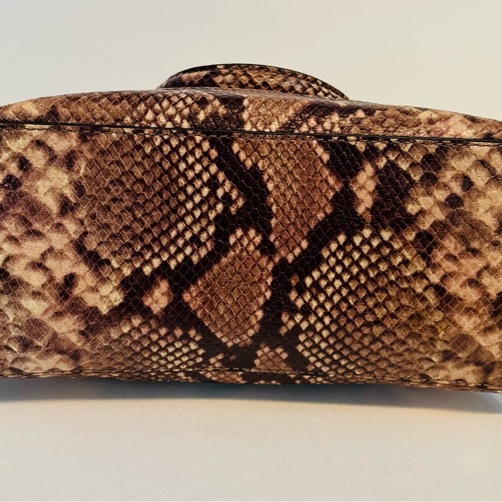 Michael Kors Smythe Blush Pink Beige Snake Leather Satchel - Picture 8 of 12